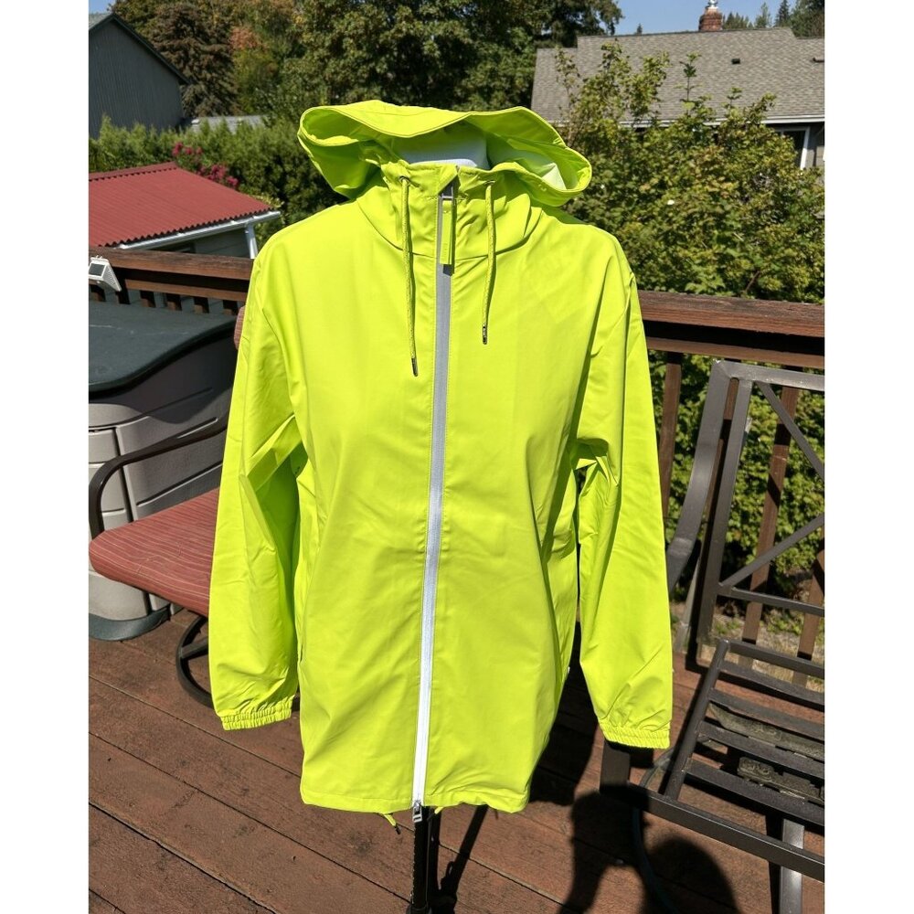 Rains Unisex Storm Breaker Reflective Rain Jacket, Digital Lime, Sizes M